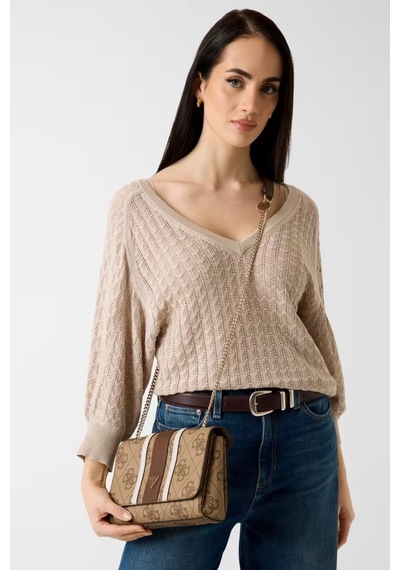 Guess Noelle Iı Kadın Omuz Çantası Hwss9672210 Kahverengi