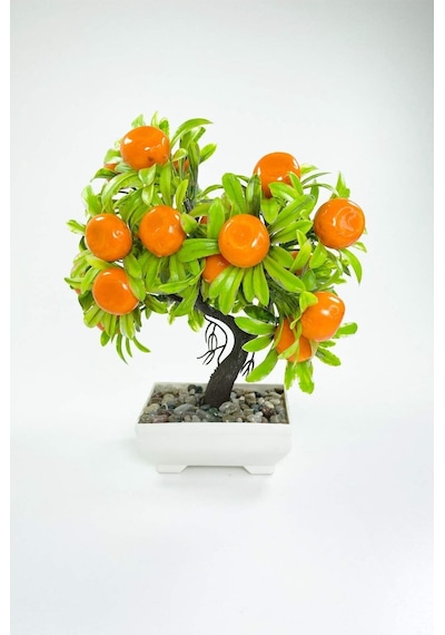 Dekor Ağaç Portakal Ağacı Saksılı Dekoratif Ağaç Biblo 24x13 Cm 41bordocipsobeyaz