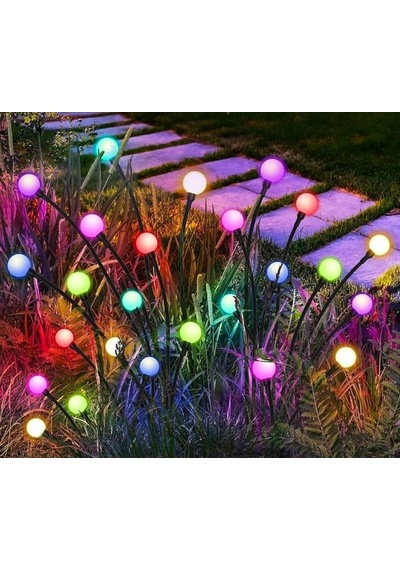 Tr Güneş Enerjili 8 Top Led Bahçe Aydınlatma Lambası 6 Modlu, Metal Saplama Çubuklu, Dış Mekan Dekoratif Led