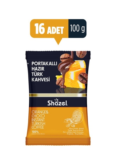Shazel Portakallı Hazır Türk Kahvesi  16 x 100 G