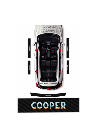 Mını Cooper Karbon Kapı Eşiği Koruyucu Seti 4 Kapı 1 Bagaj Cooper Uyumlu 5 Parça