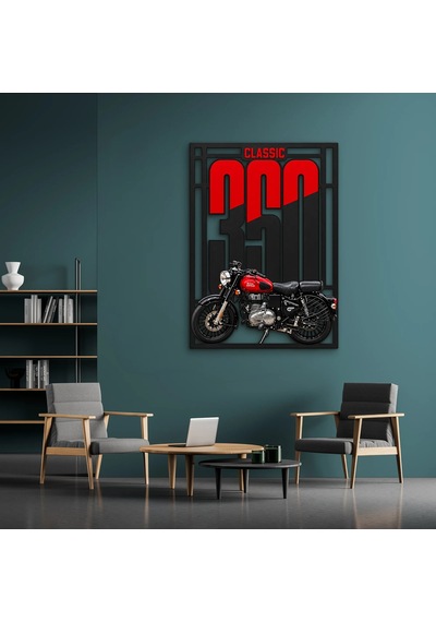 Klasik Kırmızı Motosiklet - Metal Tablo - Dec0314 58 X 80 Cm Çok Renkli