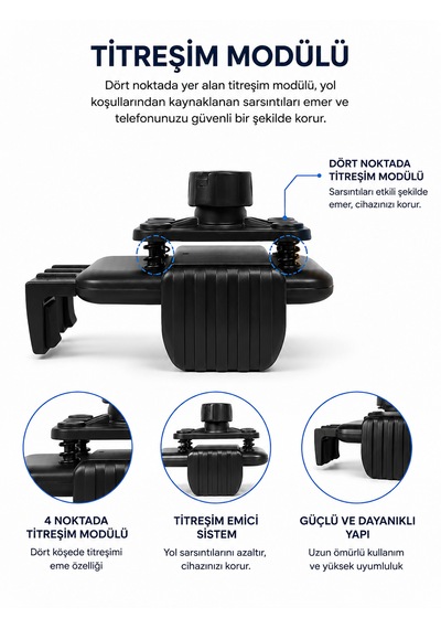 Bst18 Pro++ Titreşim Modüllü Motosiklet Telefon Tutucu Aynaya Bağlantılı 360 Siyah