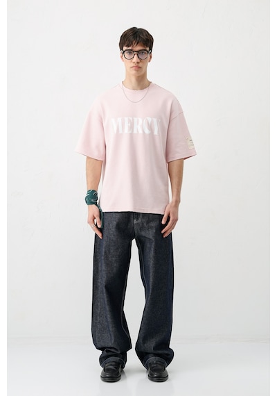 Vamos Baskılı Oversize Tişört V70-140 Pembe