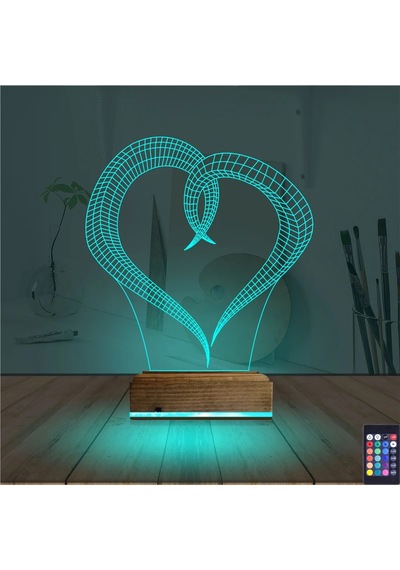 Luvivia Kalp Sevgiliye Hediye 3d Lamba - Masa Gece Lambası V2 Şeffaf