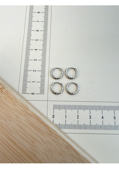 316 L Cerrahi Çelik 1,6mm 8mm Çelik Halka Küpe Gümüş 4 Adet