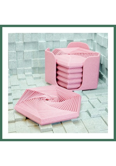 En-cag 3d Baskı Super Fidget Coaster Seti - Altıgen Desenli Bardak Altlığı Ve Tutucu-pembe Bss