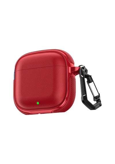 Huawei Freebuds Se 2 / Se 3 İle  Kılıf Deri Dokulu Tpu Koruyucu Case Metal Karabinalı Şarj Girişli Kırmızı