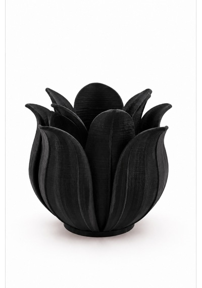 3d Baskı Lotus Yapraklı Vazo - Dekoratif Çiçeklik-siyah Çok Renkli