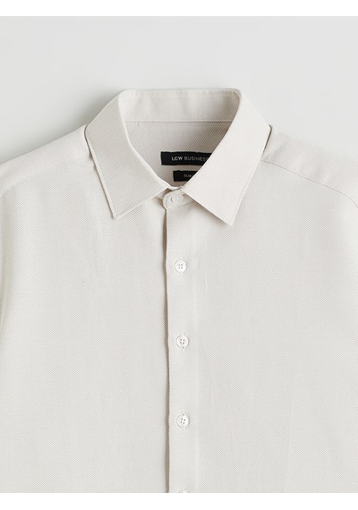 Lcw Busıness Bej Slim Fit Armürlü Erkek Gömlek