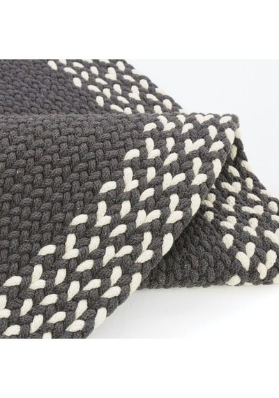 Cool Halı Glenn Antrasit Oval Pamuklu Kilim Leke Tutmaz Çift Taraflı Yıkanabilen Bohem Mutfak Kilimi