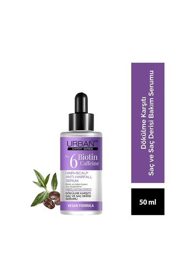 Urban Care Expert No.6 Biotin Caffeine Dökülme Karşıtı Saç Bakım Serumu, 50 Mililitre, Vegan