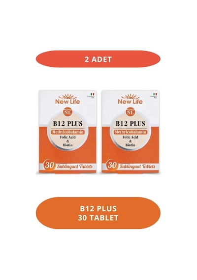 New Life B12 Plus Dilaltı 30 Tablet Metillkobalamin - Folik Asit - Biotin 2 Adet
