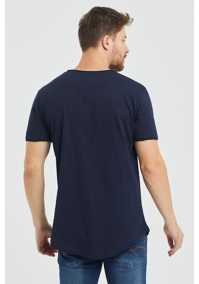 Tarz Cool Erkek Bisiklet Yaka T-shirt Lacivert
