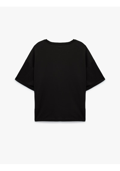 Koton Baskılı Yarım Kol Bisiklet Yaka Oversize Spor Tişört Siyah 6sak10228nk Koton Baskılı Yarım Kol Bisiklet Yaka Oversize Spor Tişört Siyah 6sak10228nk