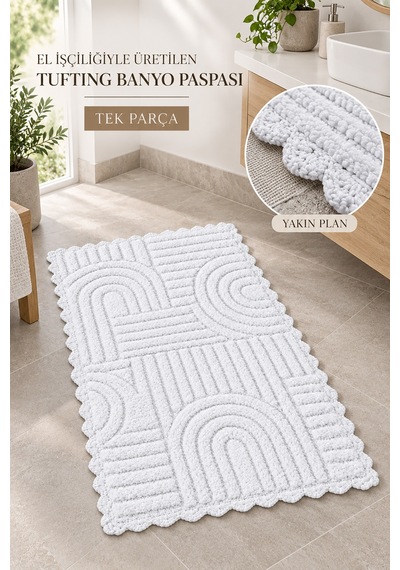 Alanur Bodrum Tufting Cotton Pamuklu El Işi Örgülü Paspas 113 80 X 135 Cm Ekru