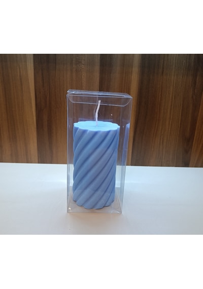 Kokulu Doğal 20cm-8cm Ebatlarda Mavi Renk Dekoratif Mum Açık Mavi
