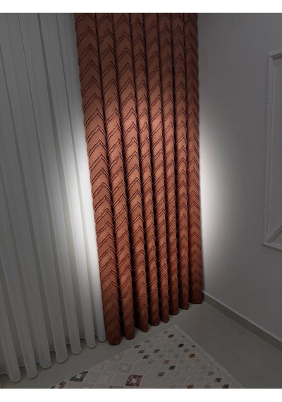 Nivemeshome Ritim Kiremit 1/3 Pileli Fon Perde 60x280