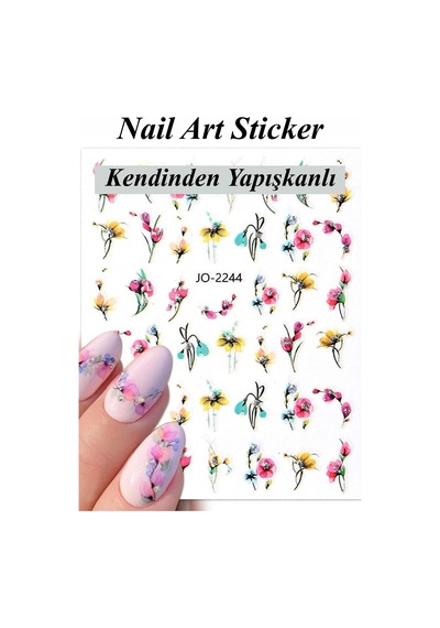 Nail Art Sticker Kendinden Yapışkanlı, Tırnak Süsleme, Tırnak Dövmesi Stikır 2244 Çok Renkli-2244