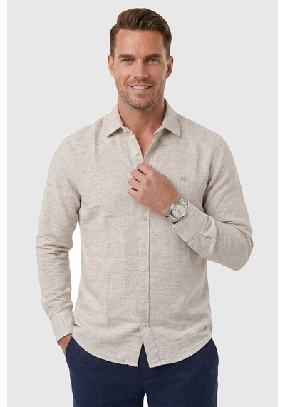 Deepsea Krem Slim Fit Çizgili %100 Pamuk Erkek Gömlek Nefes Alan Şık Günlük Gömlek 2602626