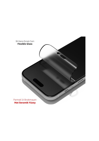 Novstrap Apple iPhone 15 Pro Uyumlu İle Ekran Koruyucu Mat Seramik Nano Esnek Cam