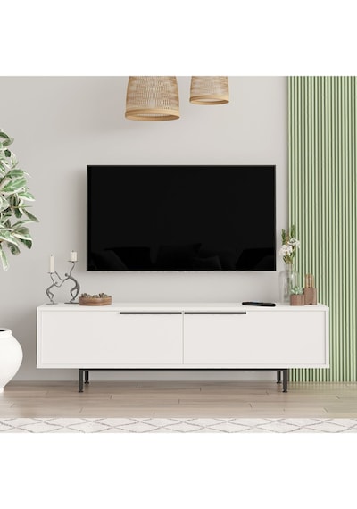 Bohem Tv Ünitesi 160cm Sehpası Metal Ayaklı Beyaz Boh1-w Beyaz