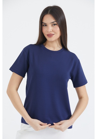 Thiff Gymwear Kadın Modal Kumaş Kısa Kolu Basic Tişört Lacivert