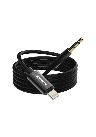 Syrox DT24l-J Lightning  3.5 MM AUX 1 M Dönüştürücü Ses Kablosu Siyah