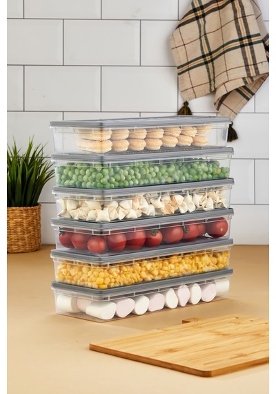 Multi Box 6 Lı Set Saklama Kabı Seti - Dondurucu & Mikrodalga Uyumlu Gri