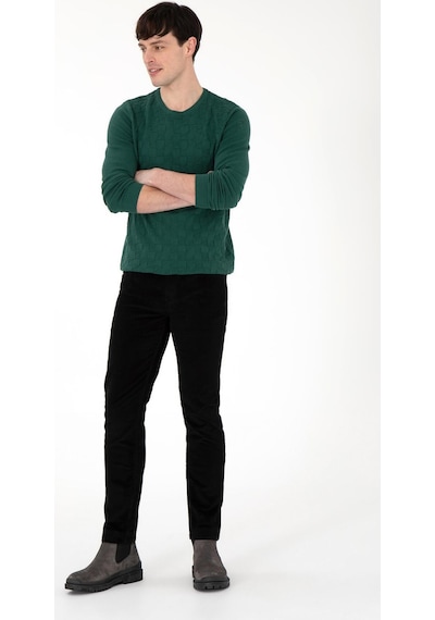 U.S. Polo Assn. Erkek İnce Fitilli Slim Fit Kadife Pantolon Siyah