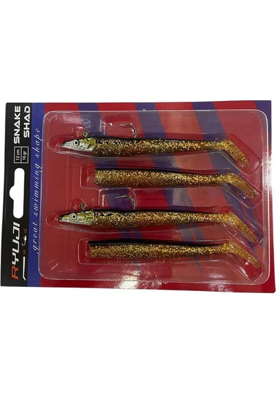 Ryuji Snake Shad 12cm 16gr 2 Jighead + 4 Silikon 09 Black Gold