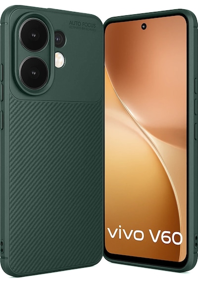 Vivo V60 5g Uyumlu Auto Focus Karbon Kapak - Koyu Yeşil