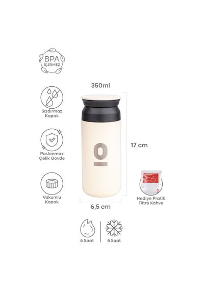 Paslanmaz Çelik Beyaz Termos 350 ML No:33 Paslanmaz Çelik Beyaz Termos 350 ML No:33