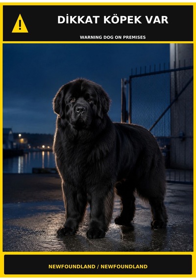 Dikkat Köpek Var Newfoundland Görselli Pvc Uyarı Levhası 50x70cm