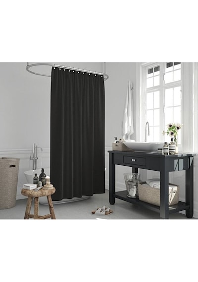 Polyester Kumaş Siyah Renk Banyo Perdesi Yerli Üretim Duş Perdesi Çok Renkli