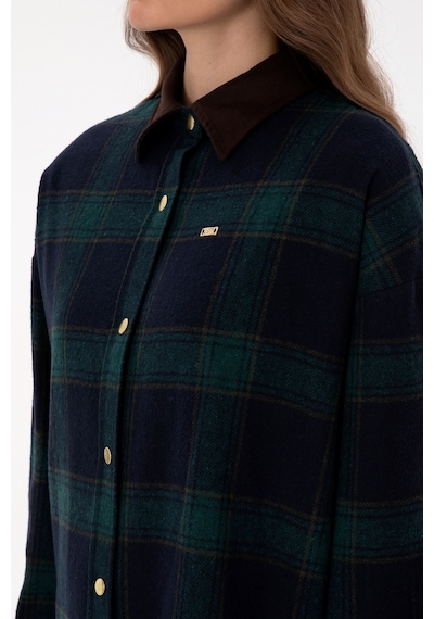 U.s. Polo Assn. Kadın Koyu Yeşil Gömlek Desenli 50317225-vr079 Koyu Yesıl