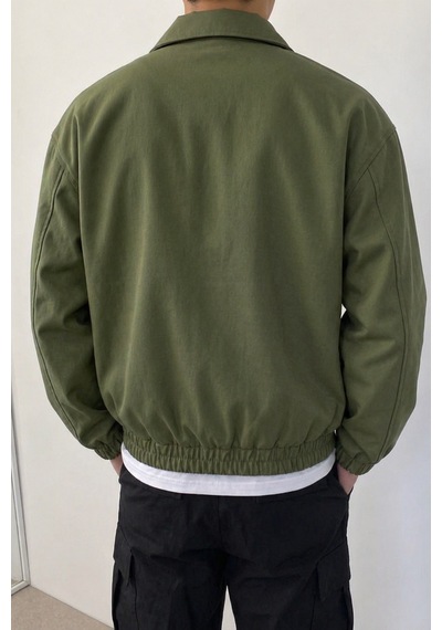 Tarz Cool Erkek Oversize Bomber Ceket Fermuarlı Basic Günlük Şık Mont Haki Tarz Cool Erkek Oversize Bomber Ceket Fermuarlı Basic Günlük Şık Mont Haki
