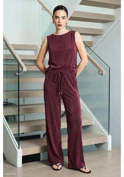 Sateen Glow Pantolon - Bordo-137813