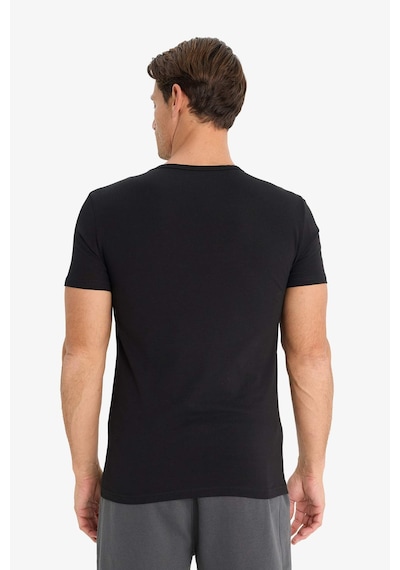 DeFacto Slim Fit Dar Kesim V Yaka Kısa Kollu Pijama Üstü L4884AZ24WNBK81 DeFacto Slim Fit Dar Kesim V Yaka Kısa Kollu Pijama Üstü L4884AZ24WNBK81