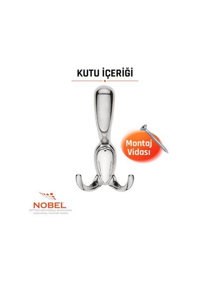 Ari S Portmanto Askısı, Metal Vestiyer Askısı, 80 Gr, Dolap Ve Duvar Askılığı, Matkrom Vidalı Krom