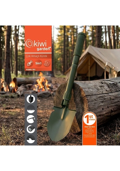 Kiwi Garden Kgms-701 Çok Amaçlı Katlanır Kürek Kamp Bahçe Kullanımı Kaymaz Sap Çok Renkli