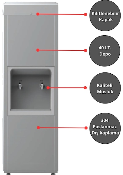 Sanayi Tipi Sebil 40 Litre Soğutmalı Arıtmalı Paslanmaz Sebil