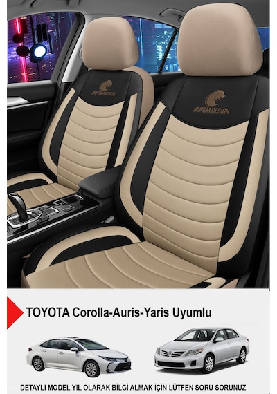 Naz Oto Panther Serisi Keten Kumaş Oto Koltuk Kılıfı Toyota Corolla-auris-yaris Uyumlu Bej