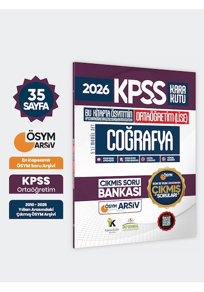 2026 Fullortaöğretim Kpss Coğrafya Kara Kutu ÖSYM Çıkmış Soru Bankası Son 15 Yıl(sadece Ortaöğretim)