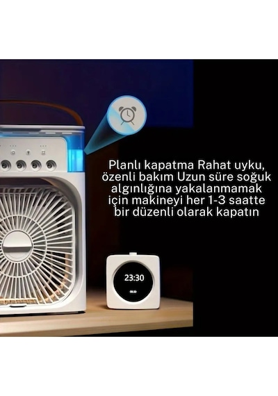 600 Ml Su Tanklı Buharlı Serinletici Fan Taşınabilir Mini Klima Fanı Led Işıklı Hava Soğutucu