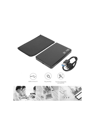 Maxgo 2.5 İnç Usb 3.0 Sata Harddisk HDD Kutusu İnce Siyah