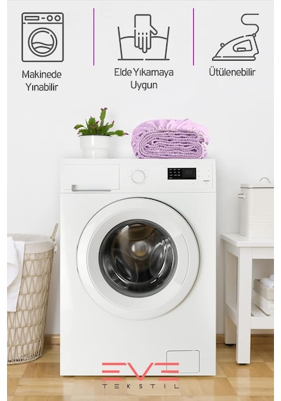 Eve Tekstil Fitted Yüksek Kaliteli Penye Kumaş Çift Kişilik Lastikli Çarşaf Lila