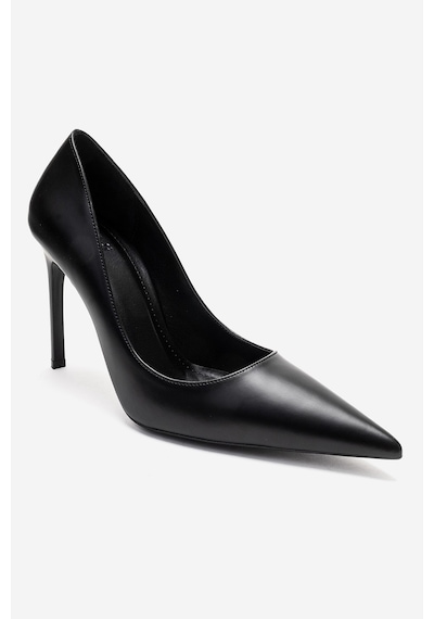Luvishoes Velorıen Siyah Cilt Kadın Topuklu Ayakkabı Siyah Cilt