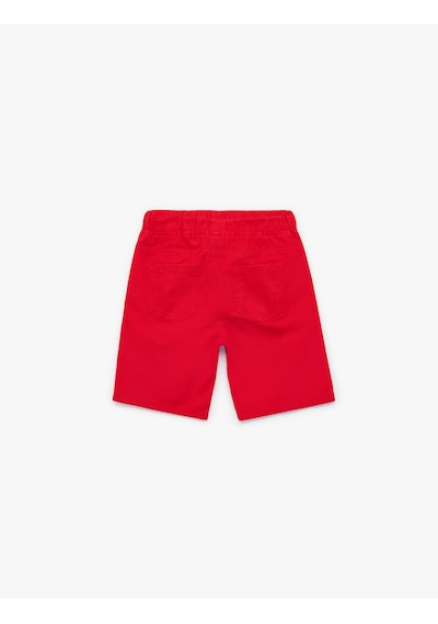 Koton Beli Bağcıklı Cep Detaylı Pamuklu Basic Şort Kırmızı 6skb40028tw Kırmızı