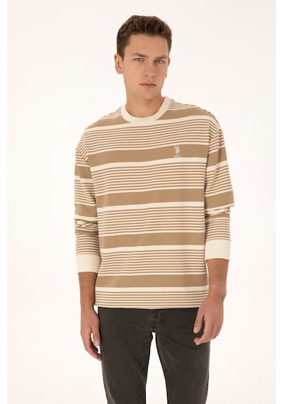 U.S. Polo Assn. Erkek Comfort Fit Bisiklet Yaka Krem Sweatshirt 50308135-VR256